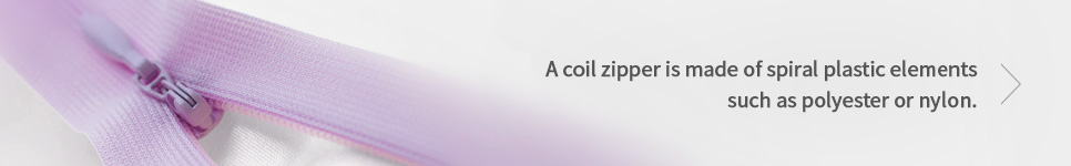A coil zipper is made of spiral plastic elements such as polyester or nylon.