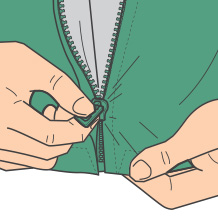 Slider caught in cloth